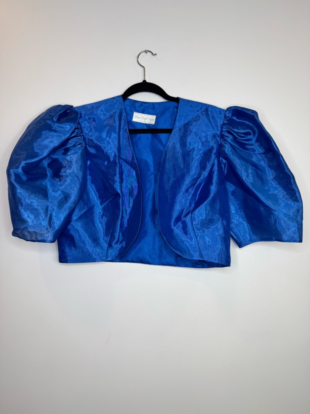 Vintage Cobalt Blue iridescent Puff-Sleeve Bolero Jacket